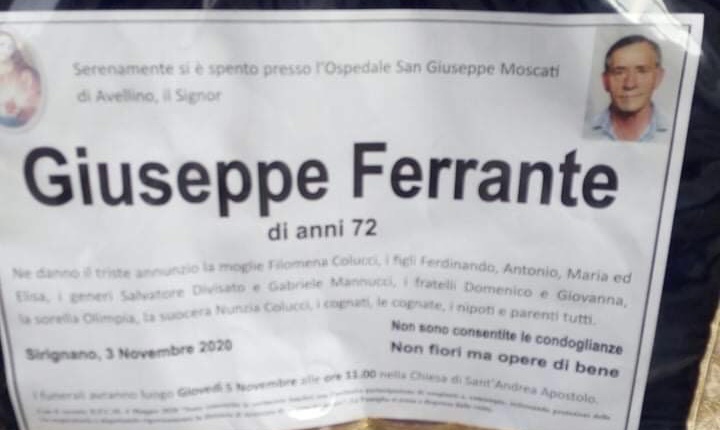 Non Pi Sirignano Lutto Giuseppe Ferrante