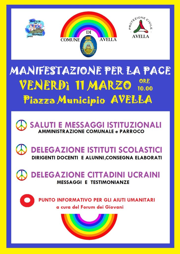 AVELLA. Piazza Municipio si colora di Blu e Giallo, i colori dellUcraina