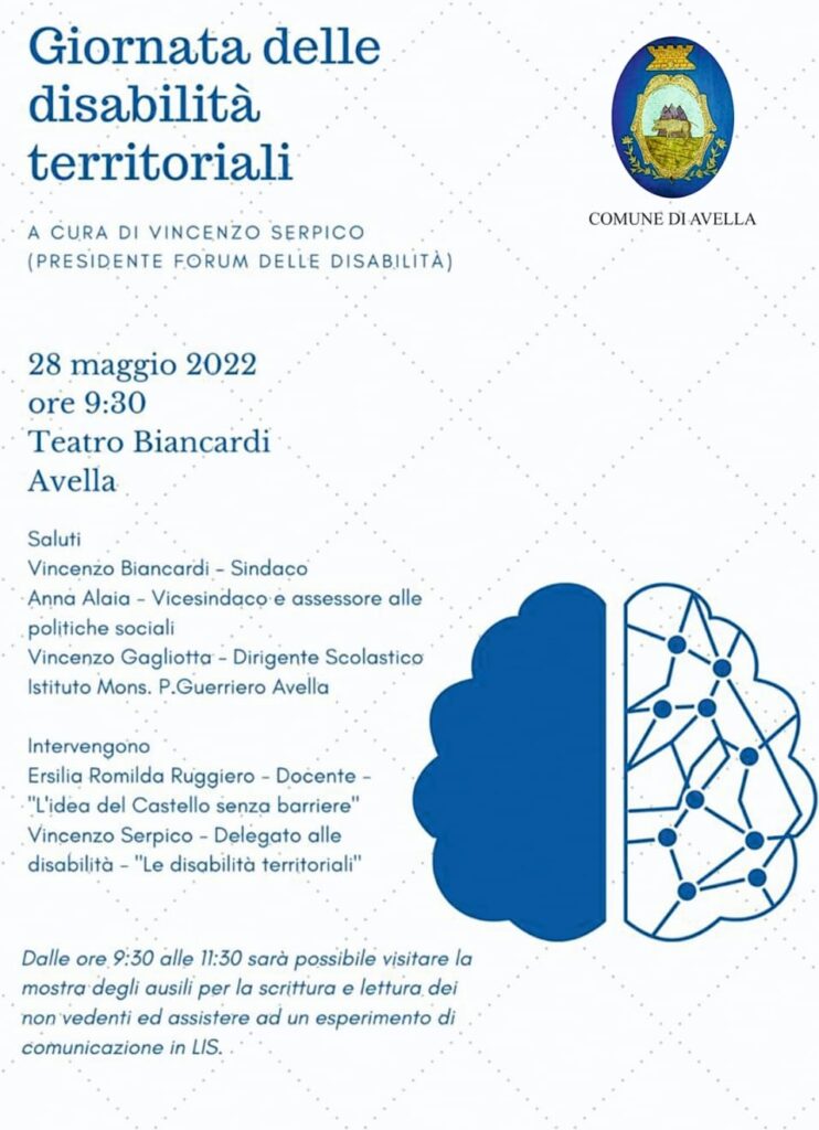 AVELLA. Giornata delle disabilità territoriali, il 28 maggio al teatro Biancardi