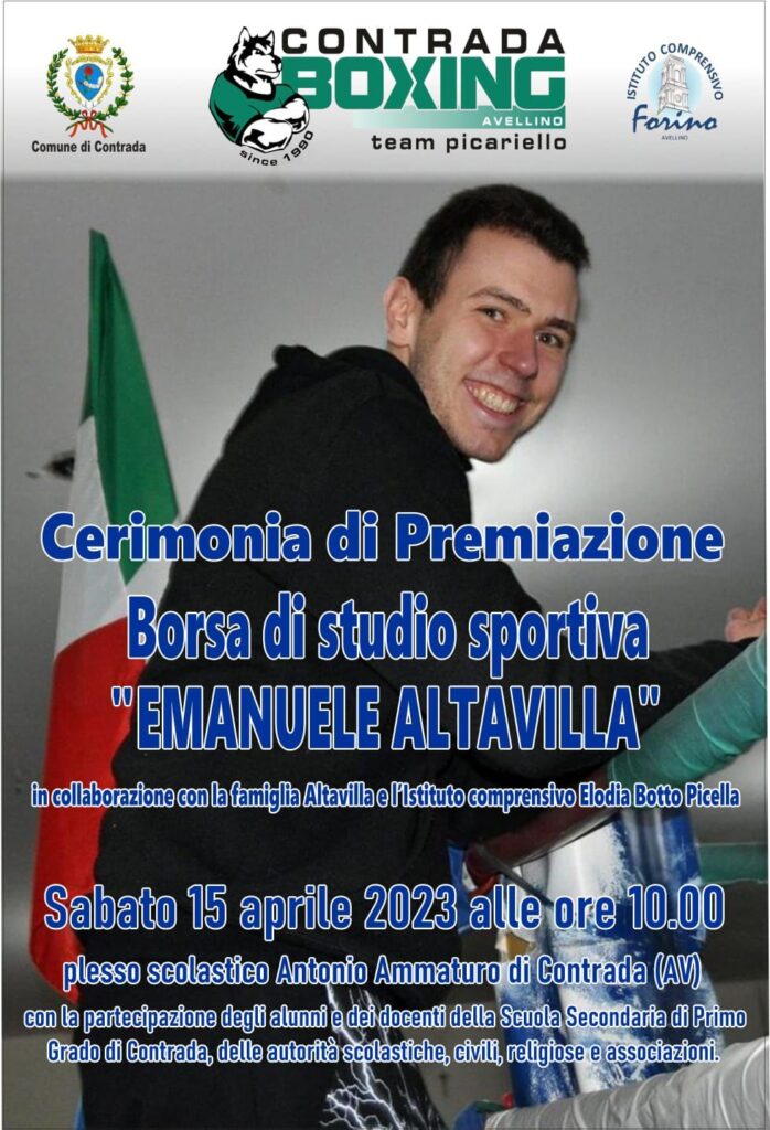 Contrada (Av): Si rinnova il ricordo del giovane pugile Emanuele Altavilla attraverso la premiazione degli alunni vincitori della Borsa di Studio Sportiva voluta dallAccademia Pugilistica Contrada