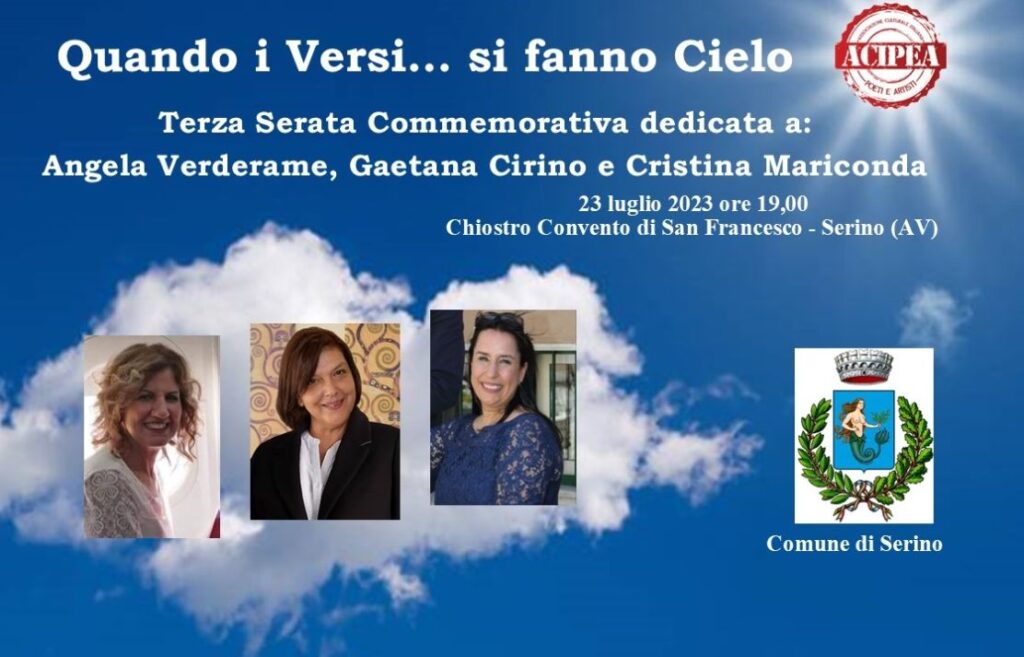 SERINO. Quando i Versi... si fanno Cielo, serata commemorativa dedicata a tre donne che non ci sono più