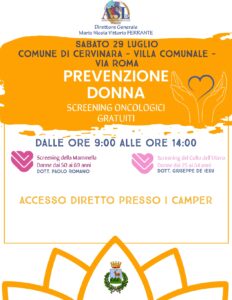 Screening oncologici,  i camper dell’Asl sabato a Cervinara