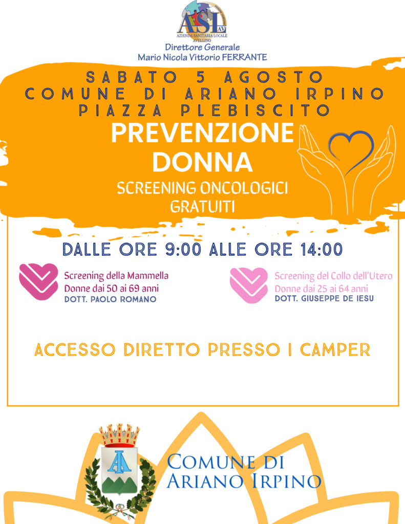 SCREENING ONCOLOGICI, I CAMPER DELL’ASL SABATO AD ARIANO IRPINO