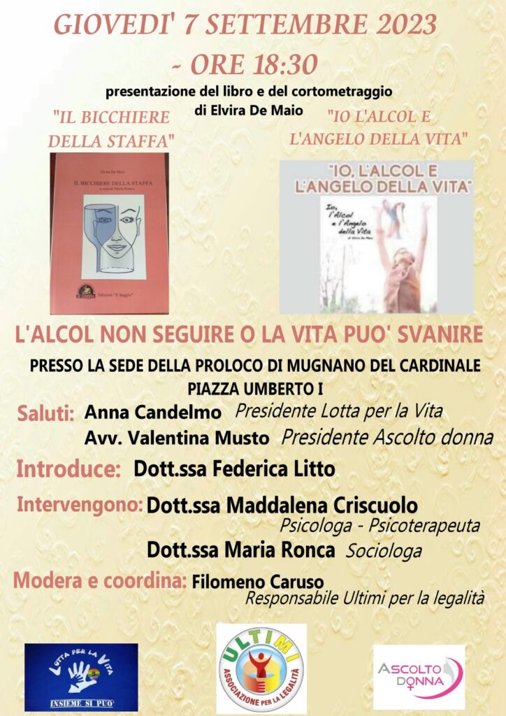 Mugnano   Giovedì 7 settembre presentazione del libro e del cortometraggio di Elvira De Maio