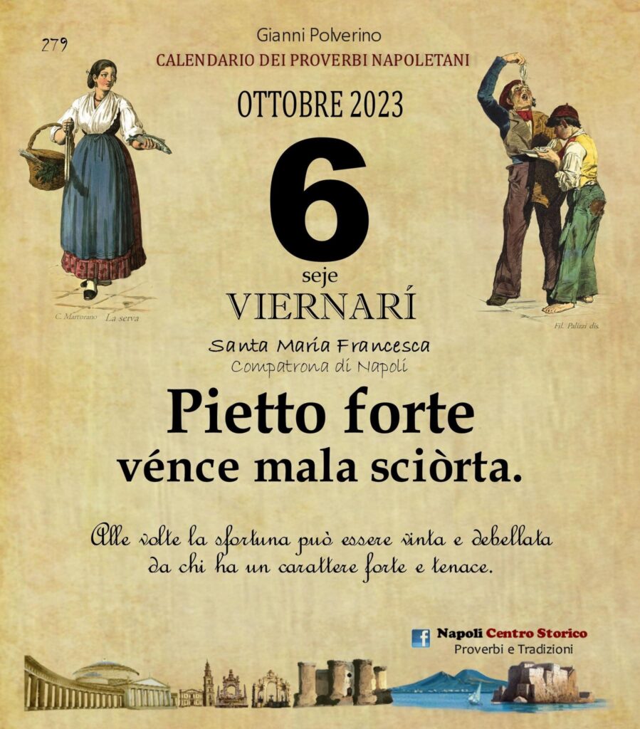 O PRUVERBIO D O JUORNO. Venerdì 6 ottobre 2023