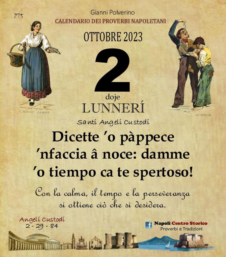 O PRUVERBIO D O JUORNO. Lunedì 2 ottobre 2023