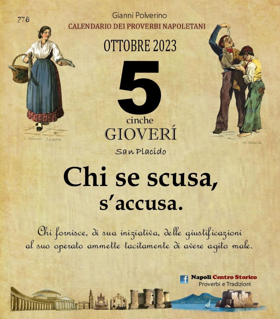 O PRUVERBIO D O JUORNO. Giovedì 5 ottobre 2023