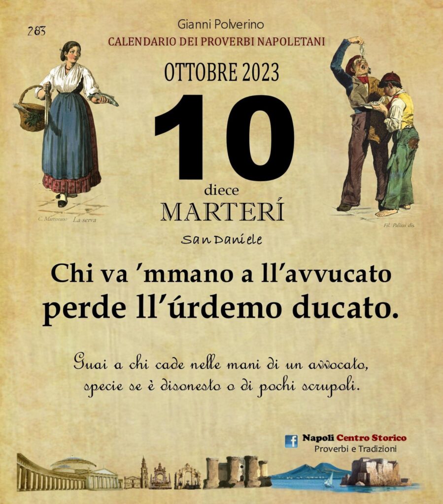 O PRUVERBIO D O JUORNO. Martedì 10 ottobre 2023