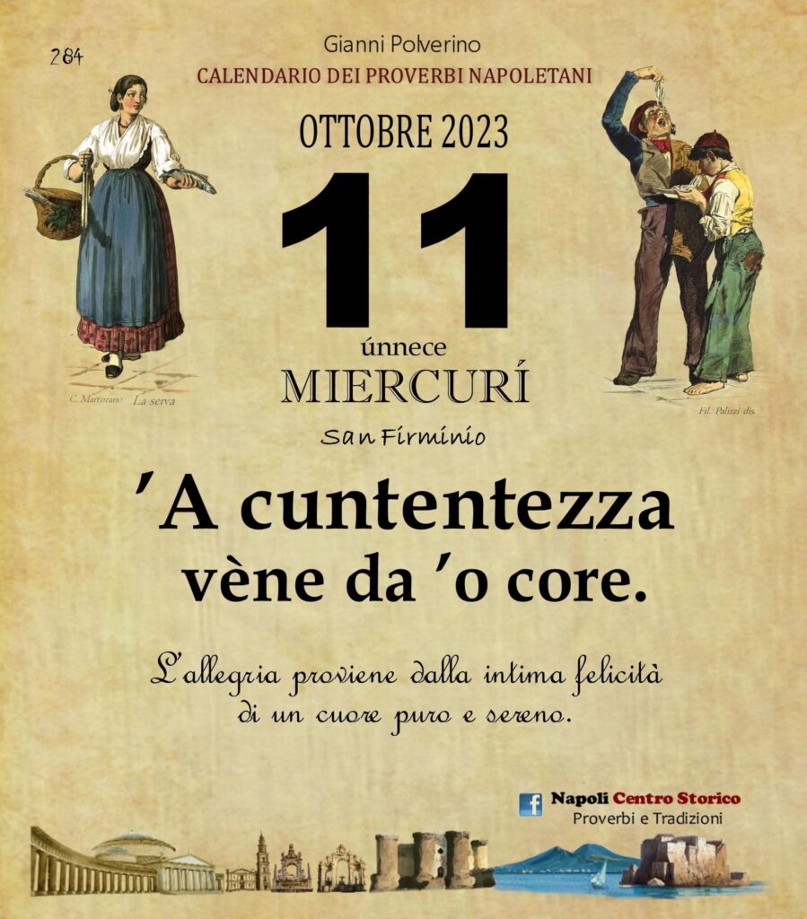 O PRUVERBIO D O JUORNO. Mercoledì 11 ottobre 2023