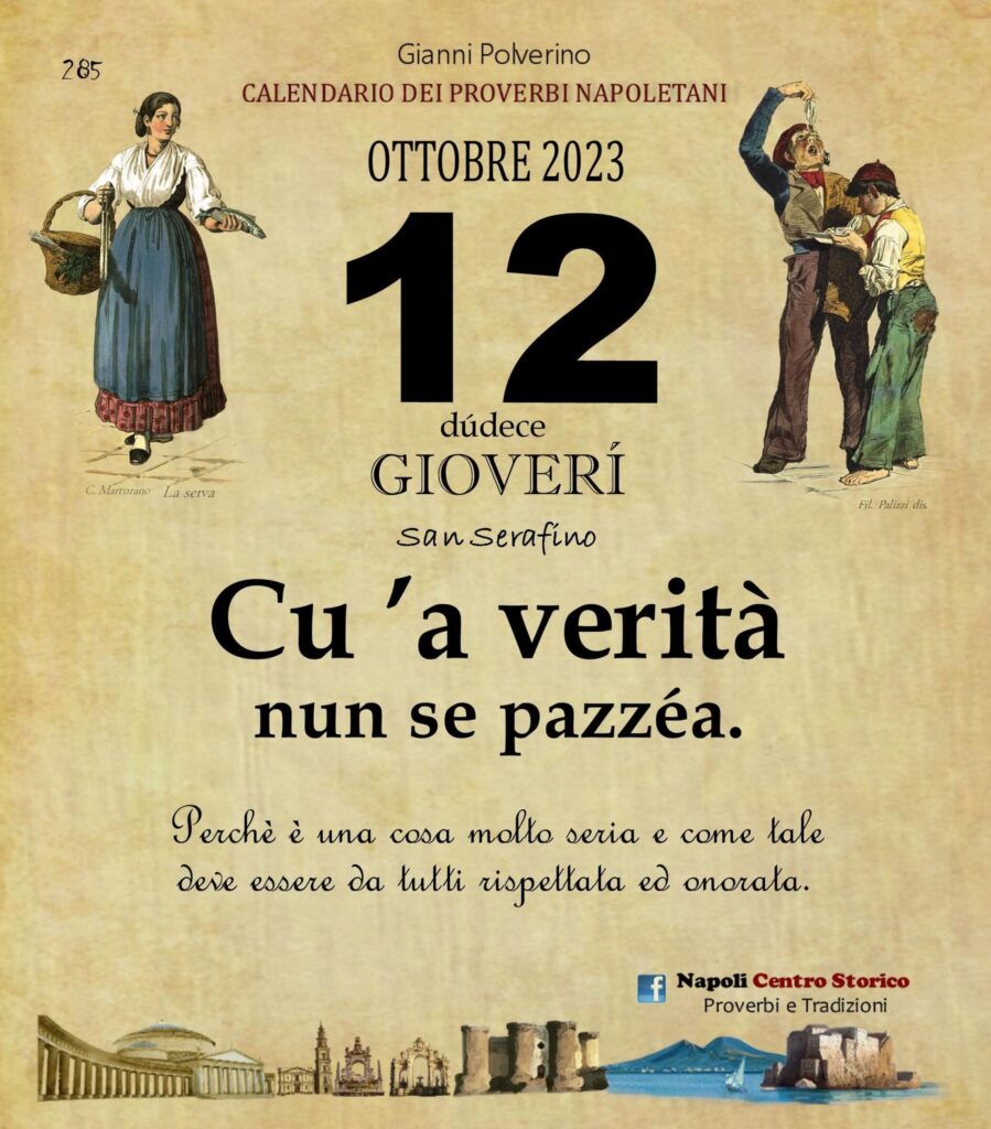 O PRUVERBIO D O JUORNO. Giovedì 12 ottobre 2023