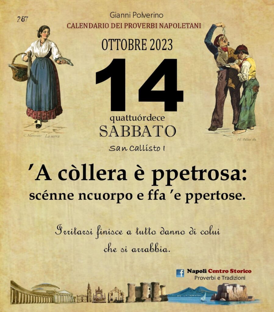 O PRUVERBIO D O JUORNO.  Sabato 14 ottobre 2023