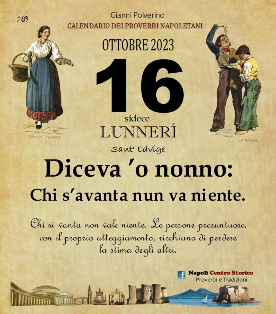 O PRUVERBIO D O JUORNO. Lunedì 16 ottobre 2023