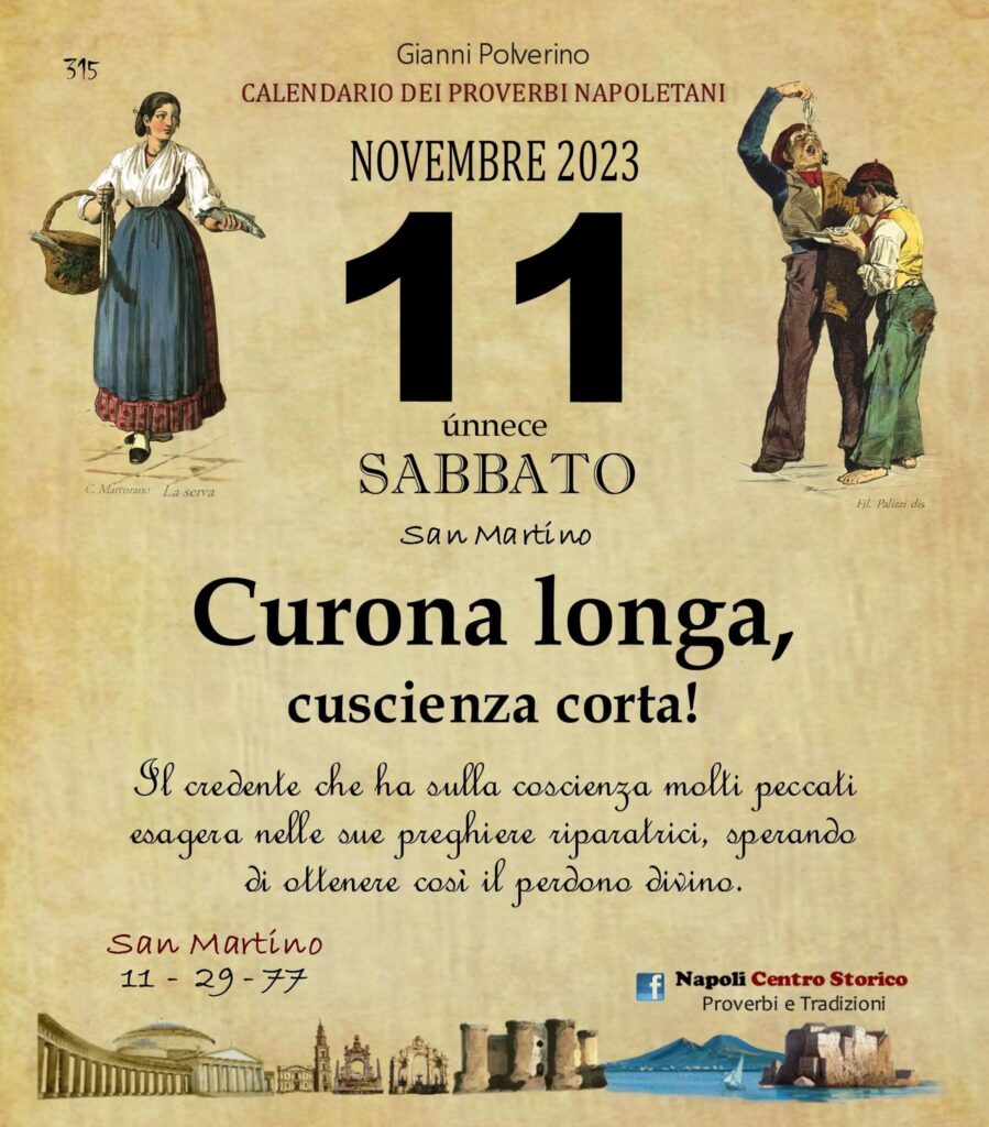 O PRUVERBIO D O JUORNO. Sabato 11 novembre 2023