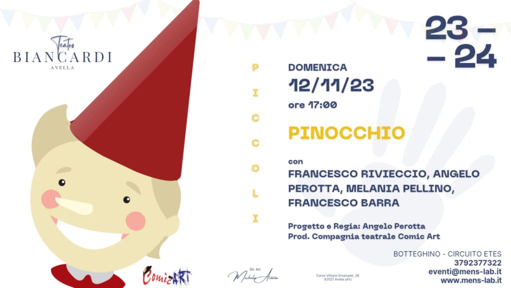 AVELLA. La Compagnia Teatrale Comic Art presenta lo spettacolo Pinocchio al Teatro Biancardi