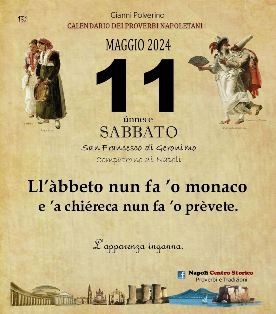 O PRUVERBIO D O JUORNO. Sabato 11 maggio 2024