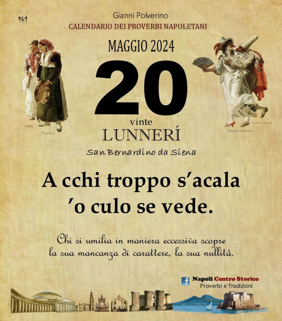 O PRUVERBIO D O JUORNO. Lunedì 20 maggio 2024