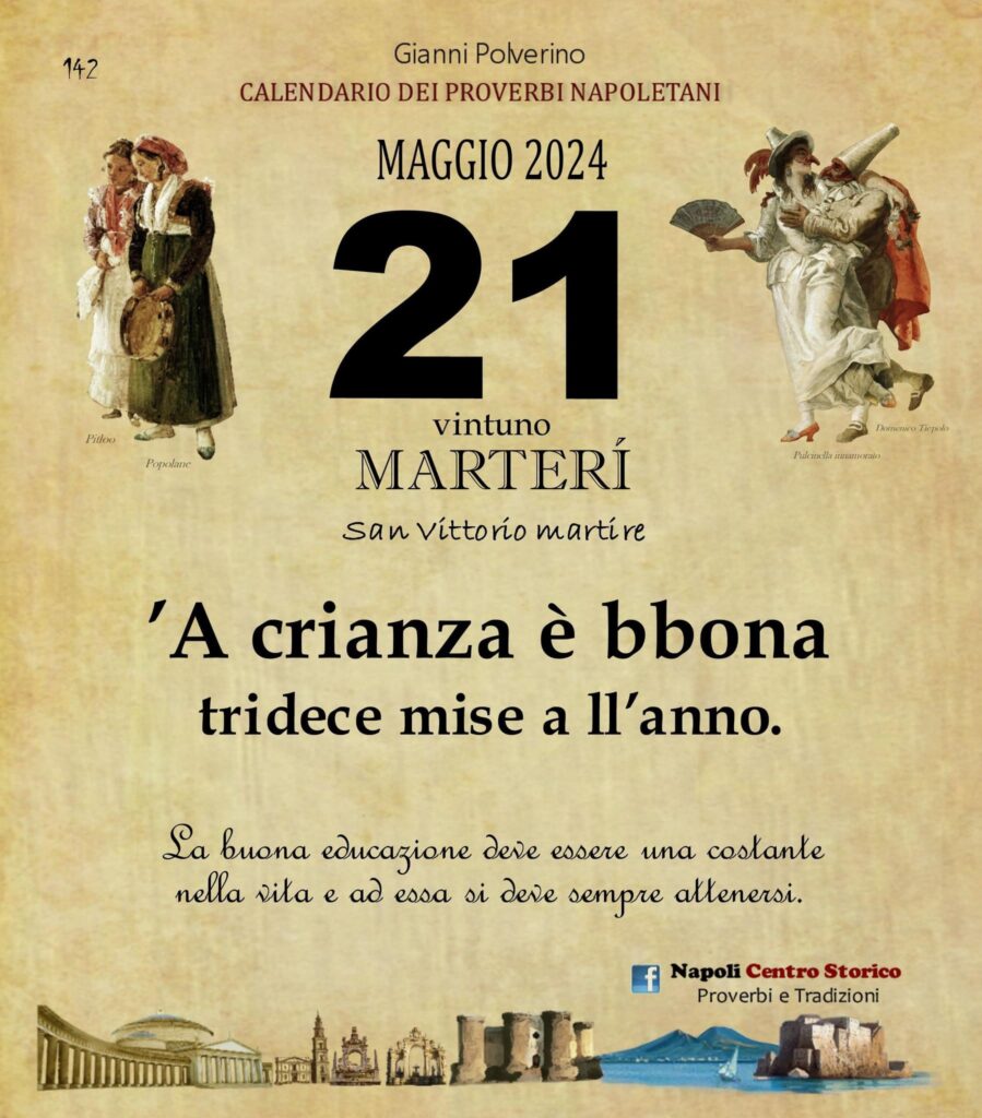 O PRUVERBIO D O JUORNO. Martedì 21 maggio 2024