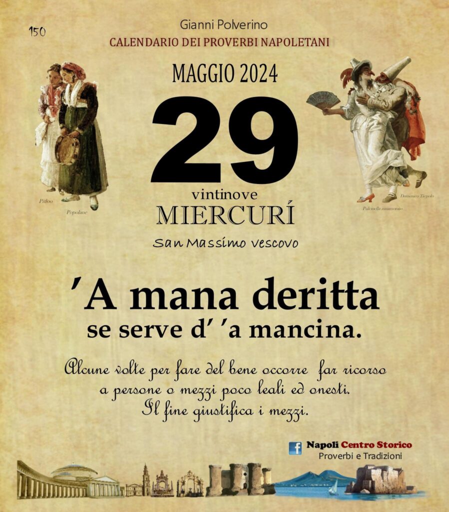 O PRUVERBIO D O JUORNO. Mercoledì 29 maggio 2024