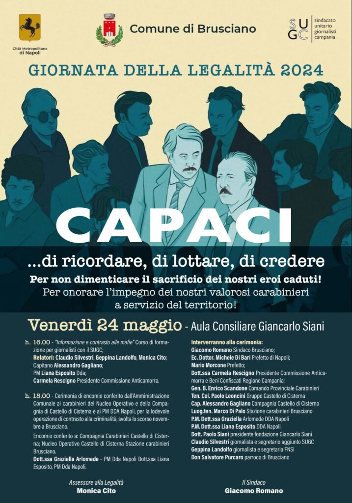 BRUSCIANO (NA). Giornata della Legalità 2024: Due Iniziative dellAmministrazione di Giacomo Romano per Promuovere la Cultura della Legalità