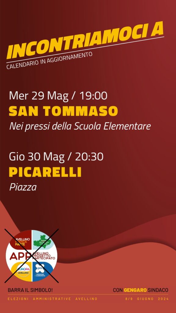 “Incontriamoci a Picarelli! I candidati di APP   Avellino Progetto Partecipato e Antonio Gengaro incontrano la città”