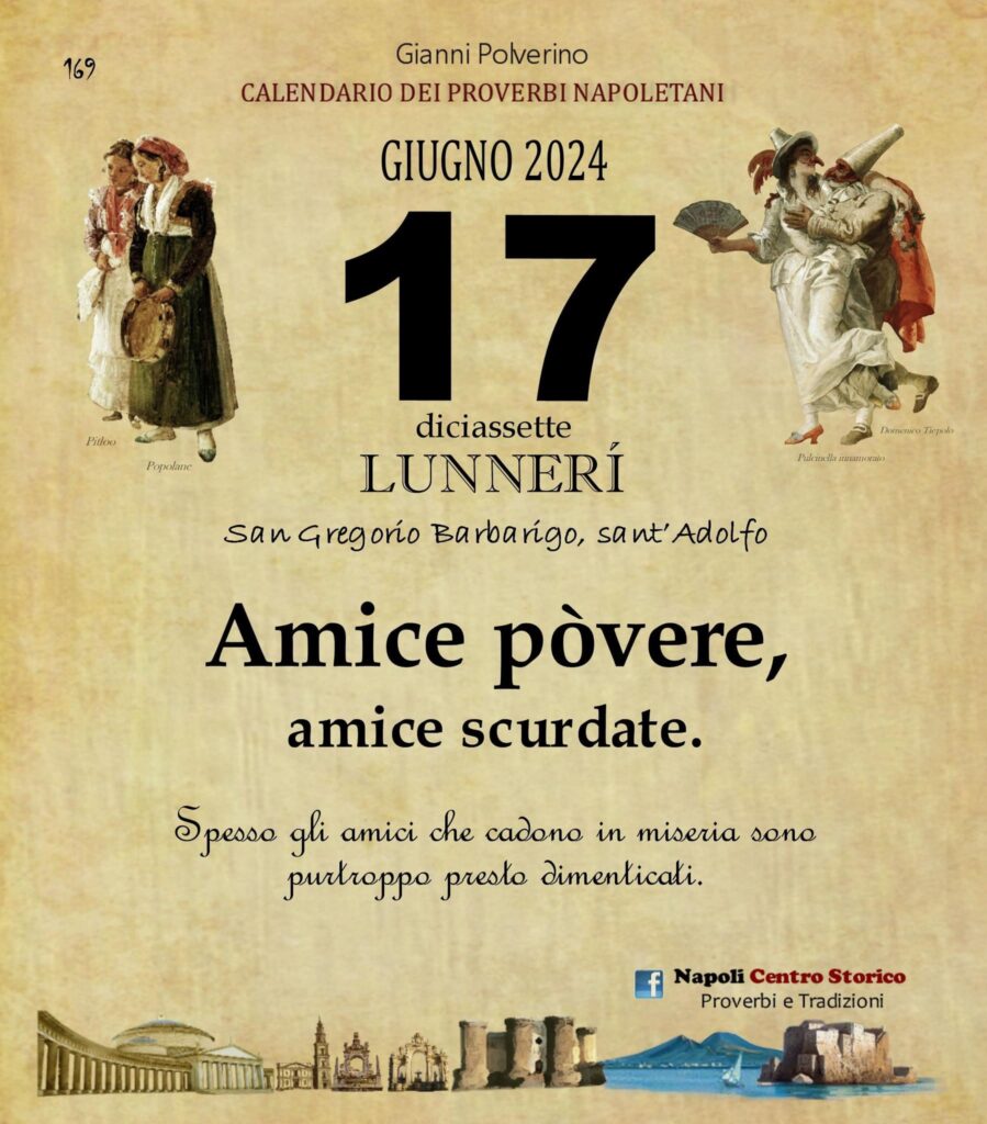 O PRUVERBIO D O JUORNO. Lunedì 17 giugno 2024