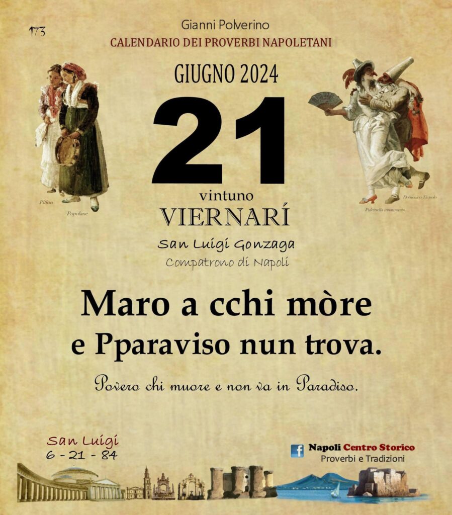 O PRUVERBIO D O JUORNO. Venerdì 21 giugno 2024