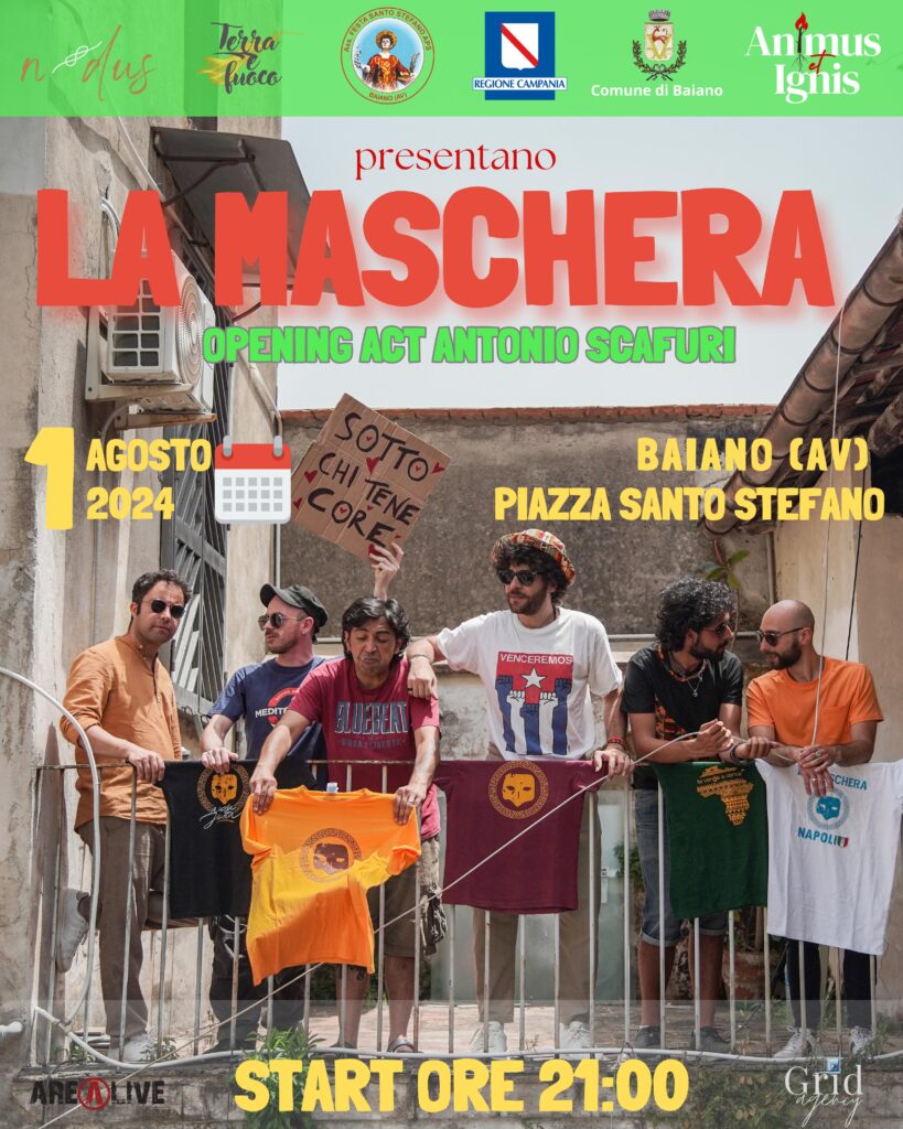 BAIANO, CONCERTO DE LA MASCHERA GIOVEDI 1 AGOSTO | opening Antonio Scafuri e Nes