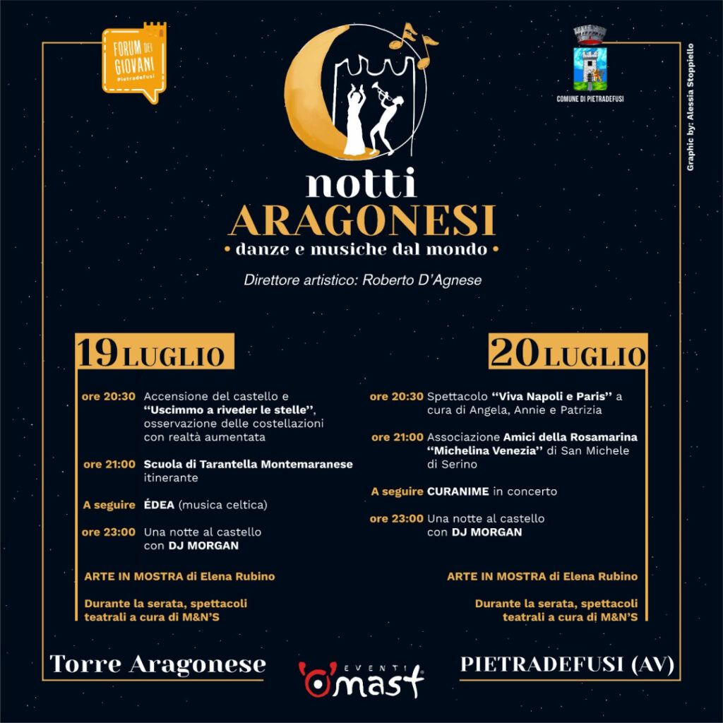 Notti Aragonesi: da domani (19 luglio) allombra della Torre danze e musiche dal mondo a Pietradeifusi (AV)