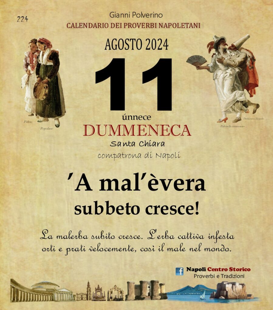 O PRUVERBIO D O JUORNO. Domenica 11 agosto 2024