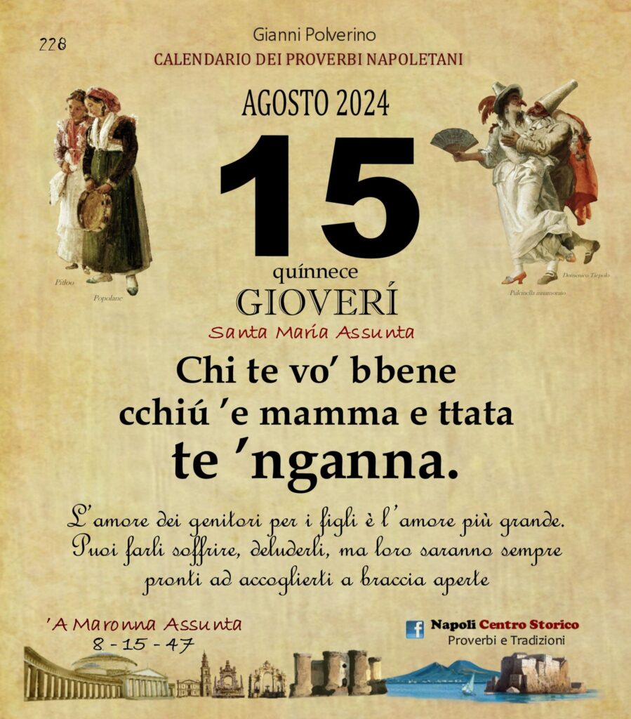 O PRUVERBIO D O JUORNO. Giovedì 15 agosto 2024