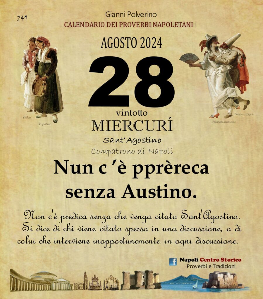 O PRUVERBIO D O JUORNO. Mercoledì 28 agosto 2024