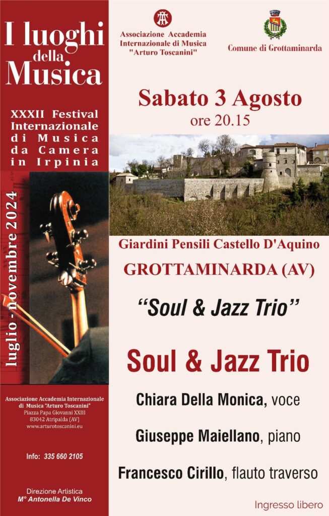 GROTTAMINARDA. “Soul&Jazz Trio” al Castello dAquino per la rassegna I Luoghi della Musica