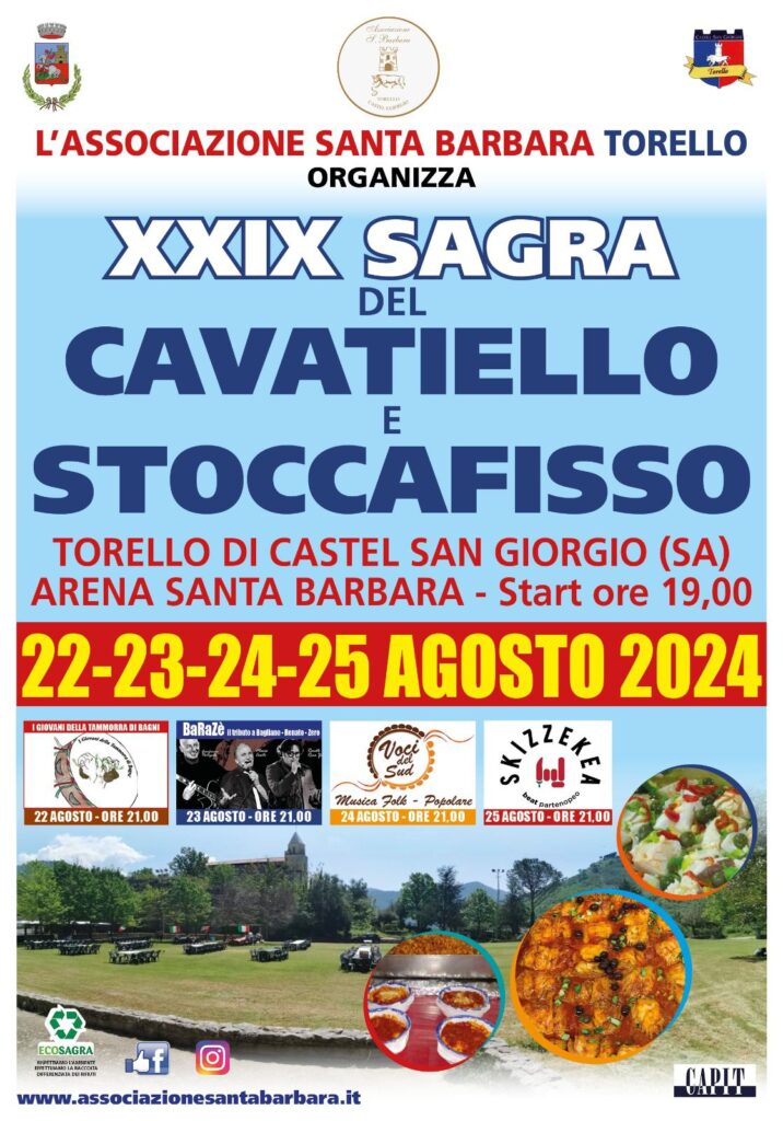 Tutto pronto per la 29esima Sagra del Cavatiello e Stoccafisso a Torello di Castel San Giorgio