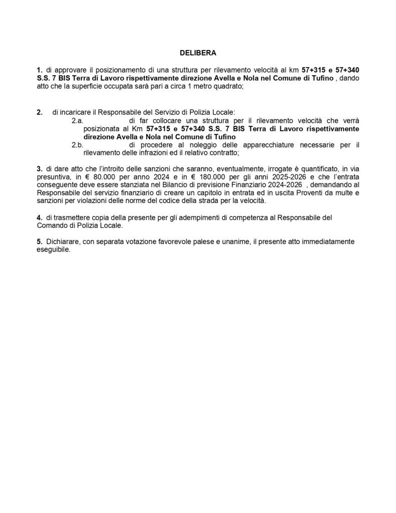 Delibera del Comune di Tufino: Nuovo Autovelox sulla SS 7 bis Terra di Lavoro scatena la rabbia degli automobilisti