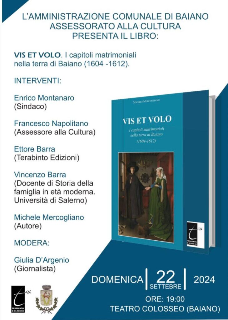 BAIANO. Presentazione del libro Vis et Volo: I capitoli matrimoniali nella terra di Baiano (1604 1612)