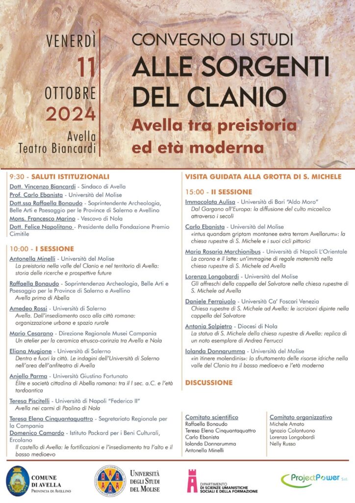 Avella, venerdì 11 ottobre 2024,  Convegno “Alle Sorgenti del Clanio: Avella tra preistoria ed età moderna”