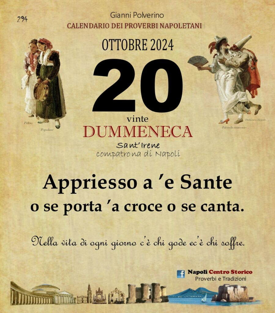 O PRUVERBIO D O JUORNO. Domenica 20 ottobre 2024