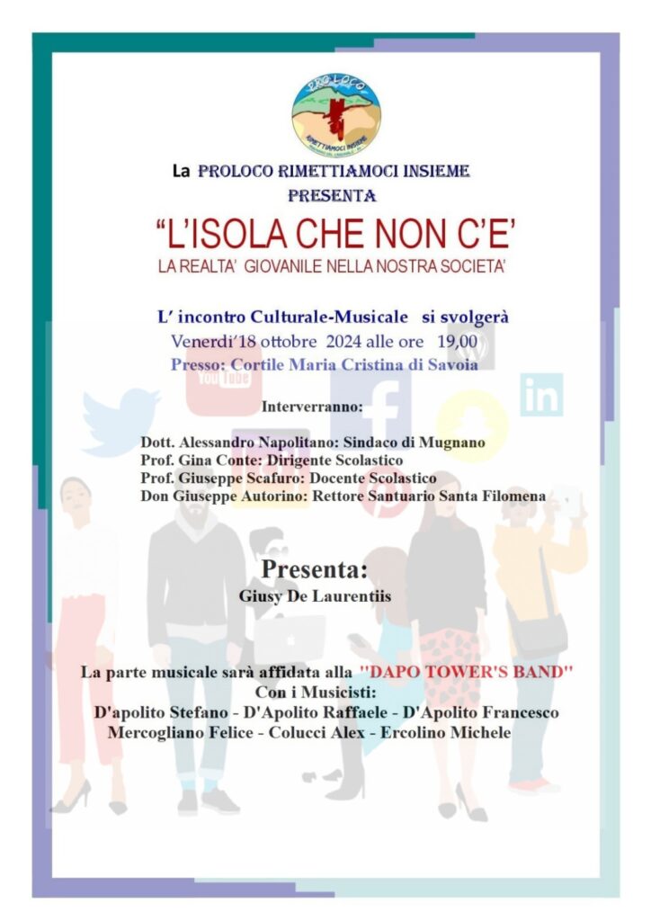 L’Isola che non c’è si sposta alla Chiesa dellAscensione: incontro su giovani e società a Mugnano