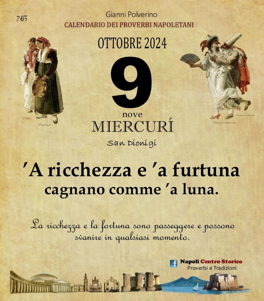 O PRUVERBIO D O JUORNO. Mercoledì 9 ottobre 2024