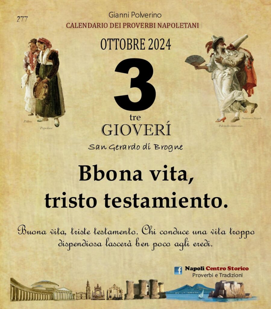 O PRUVERBIO D O JUORNO. Giovedì 3 ottobre 2024