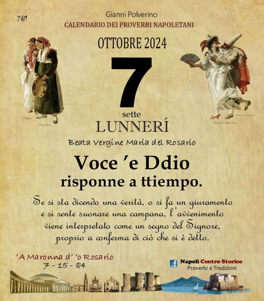 O PRUVERBIO D O JUORNO. Lunedì 7 ottobre 2024