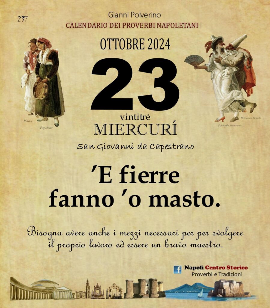 O PRUVERBIO D O JUORNO. Mercoledì 23 ottobre 2024