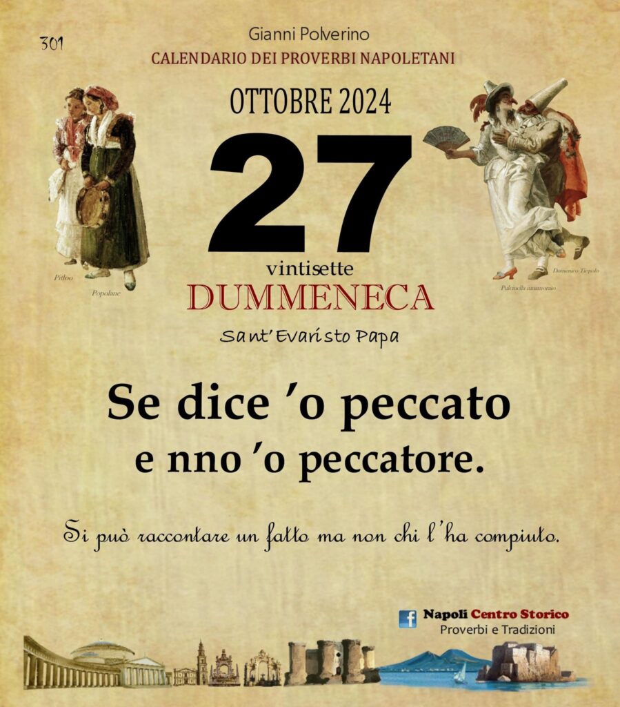 O PRUVERBIO D O JUORNO. Domenica 27 ottobre 2024