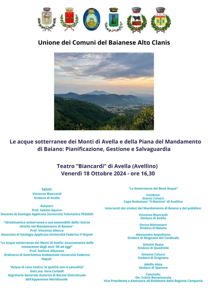 Convegno sulle Acque Sotterranee del Mandamento di Baiano al Teatro Biancardi di Avella