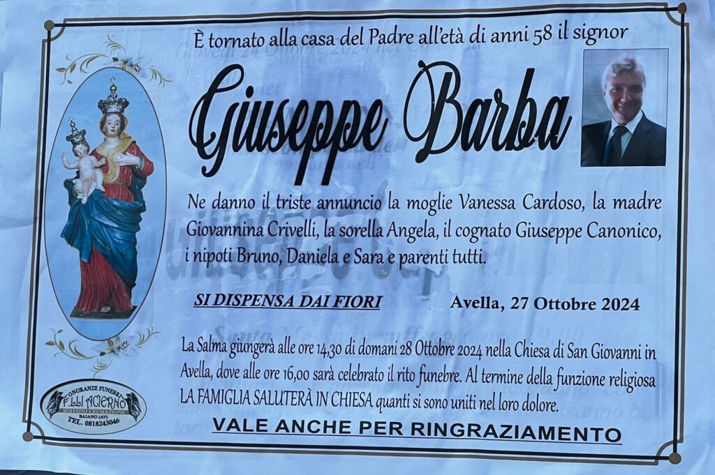 AVELLA. Addio a Giuseppe Barba, Peppe o Robot della mitica Radio Avella International: un uomo indimenticabile per la comunità