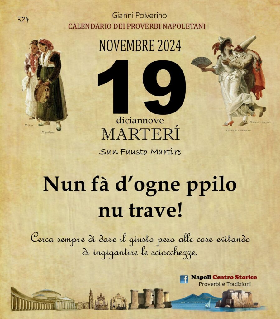 O PRUVERBIO D O JUORNO. Martedì  19 novembre 2024