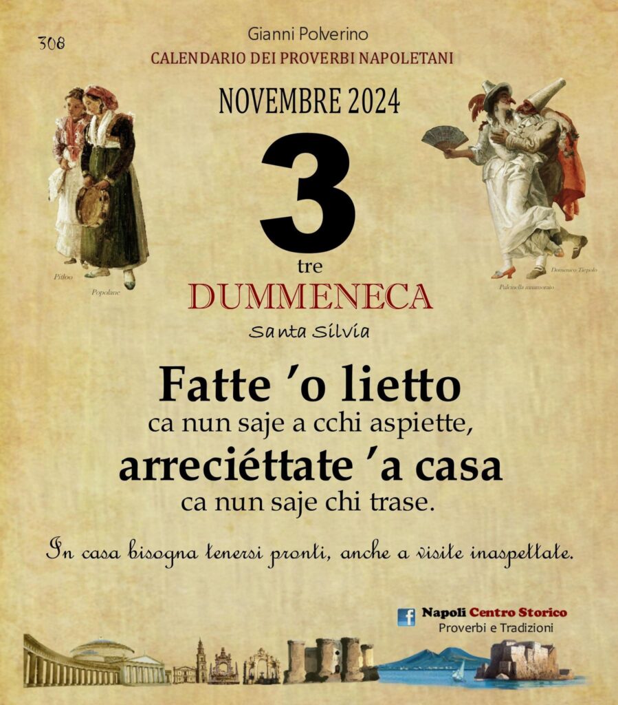 O PRUVERBIO D O JUORNO. Domenica 3 novembre 2024