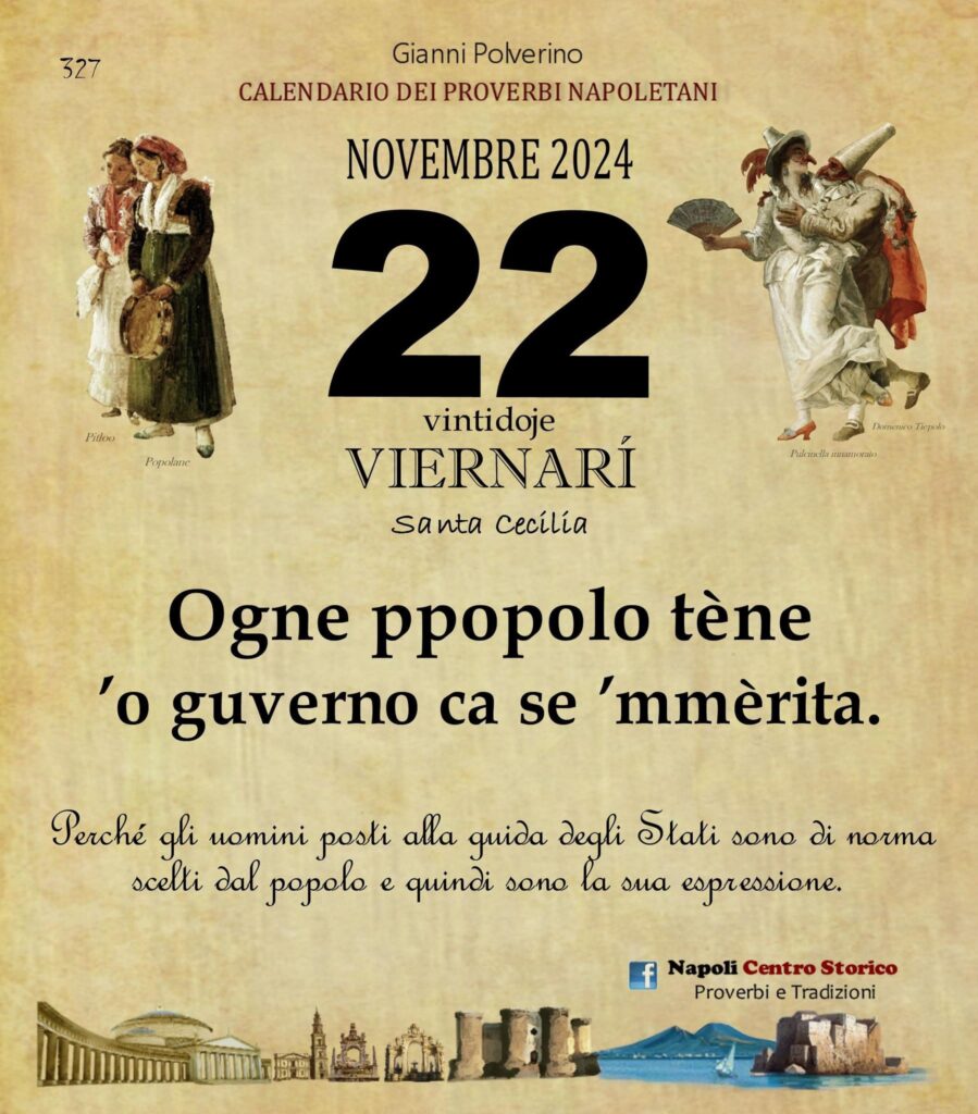 O PRUVERBIO D O JUORNO. Venerdì 22 novembre 2024