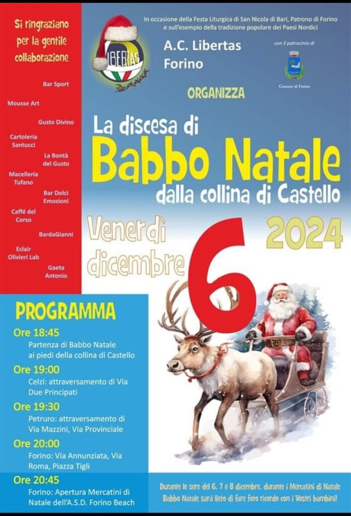 Forino (Av): Ecco la 42.ma Edizione della Discesa di Babbo Natale a Forino. Appuntamento il 6 Dicembre