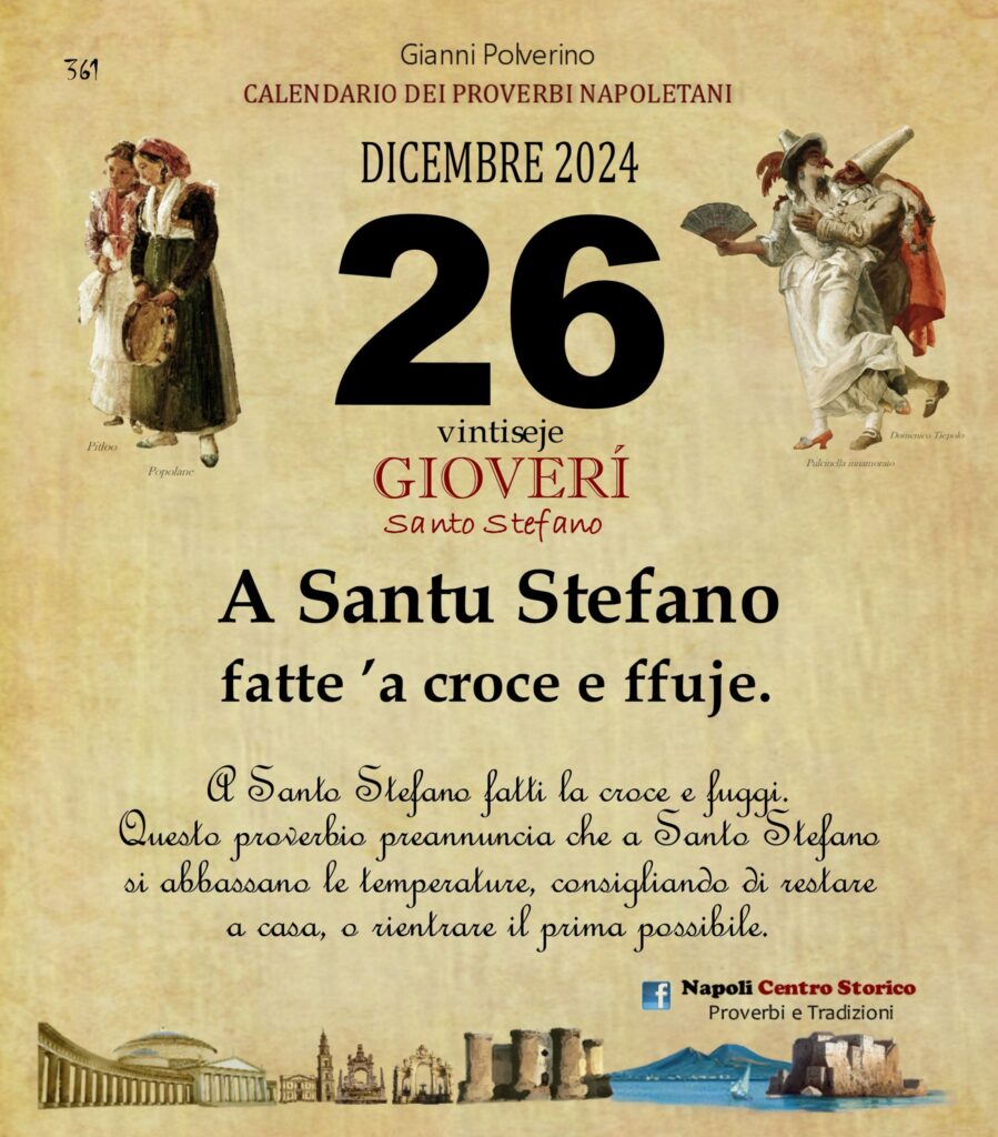 O PRUVERBIO D O JUORNO. Giovedì 26 dicembre 2024